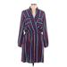 Express Casual Dress - Wrap: Blue Stripes Dresses - Women's Size Large