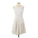 Betsey Johnson Casual Dress - A-Line Crew Neck Sleeveless: Ivory Solid Dresses - Women's Size 2