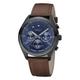 REGENT URBA767 Men's Analogue Watch with Leather Strap Dark Brown, black-blue