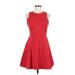 Banana Republic Casual Dress - Mini Crew Neck Sleeveless: Red Print Dresses - Women's Size 8