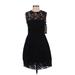 BB Dakota Cocktail Dress - Mini High Neck Sleeveless: Black Solid Dresses - New - Women's Size 6