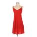 Maje Cocktail Dress - A-Line V-Neck Sleeveless: Red Print Dresses - Women's Size 36