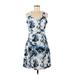 Freedom Trail Casual Dress: Blue Acid Wash Print Dresses - Women's Size Medium