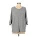 Simply Vera Vera Wang Pullover Sweater: Gray Color Block Tops - Women's Size Large