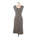 Calvin Klein Casual Dress - Midi Scoop Neck Short sleeves: Black Chevron Dresses - Women's Size 6