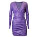 Zara Dresses | Drap Mini Dress, Size S, V-Neck, Long Sleeves, Fitted, Purple, Zara | Color: Purple | Size: S