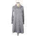 Lou & Grey for LOFT Casual Dress - Sweater Dress: Gray Stripes Dresses - Women's Size X-Small