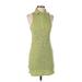 Wild Fable Casual Dress - Mini High Neck Sleeveless: Green Print Dresses - Women's Size Small