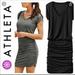 Athleta Dresses | Athleta Black Ruched V Neck Tee Shirt Topanga Dress Size Xs | Color: Black | Size: Xs