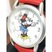 Disney Accessories | Disney Women's Watch Minnie Mouse Quartz 35mm White Dial Red Leather W00 | Color: Red/Silver | Size: 35 Mm
