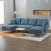 4-seat Reversible Sectional Sofa with Ottoman, U-shaped Blue Convertible Upholstered Sofa with Chaise Lounge and Pillows