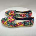 American Eagle Outfitters Shoes | American Eagle Loafers Flats Canvas Floral Hawaiian Tropical Summer Spring New | Color: Blue/Pink | Size: 8.5