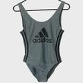 Adidas Swim | Adidas Core Solid Logo 3-Stripe One-Piece Swimsuit Women's Size Small Gray | Color: Gray | Size: S