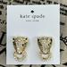 Kate Spade Jewelry | Kate Spade Gold Plated Panther Rhinestone Door Knocker Earrings | Color: Gold/White | Size: Os