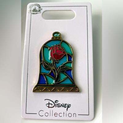 Disney Accessories | Disney Beauty And The Beast - Stained Glass Rose Pin - New | Color: Blue/Red | Size: Os