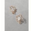 Anthropologie Jewelry | Anthropologie Bhldn Rivera Earrings Studs Floral Pearl | Color: Gold/White | Size: Os
