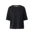Cecil Kurzarm Sweatshirt Damen black, Gr. S, Polyester, Weiblich Pullover