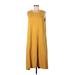 J.Jill Casual Dress Crew Neck Sleeveless: Yellow Print Dresses - New - Women's Size Large Petite