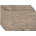 HomCom Placemats Set Of 6 Washable Indoor/Outdoor Vinyl Place Mats For Dining Table Durable Non-Slip Heat Resistant PVC Weave Table Mats Khaki Polyester | Wayfair