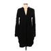 Splendid Casual Dress - Shift V-Neck Long sleeves: Black Solid Dresses - Women's Size Small