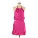 Astr Cocktail Dress - Mini Halter Sleeveless: Pink Print Dresses - Women's Size Medium