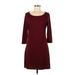 Old Navy Casual Dress Scoop Neck 3/4 sleeves: Burgundy Print Dresses - Women's Size Medium