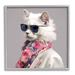 Stupell Industries Az-146-Framed Stylish Cat Fashion Framed On Wood Print Wood in Brown/Gray | 12 H x 12 W x 1.5 D in | Wayfair az-146_gff_12x12