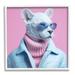 Stupell Industries Az-154-Framed Pastel Stylish Panther Framed On Wood Print Wood in Brown/Pink | 12 H x 12 W x 1.5 D in | Wayfair az-154_wfr_12x12