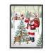 Stupell Industries Ba-808-Framed Santa & Snowy Cabin Framed On Wood by Emma Leach Print Wood in Brown/Red | 14 H x 11 W x 1.5 D in | Wayfair