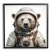 Stupell Industries Ba-937-Framed Bear In Space Suit Framed On Wood Print Wood in Brown | 24 H x 24 W x 1.5 D in | Wayfair ba-937_fr_24x24