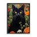 Stupell Industries Ba-353-Framed Black Cat Garden Flowers Framed On by Gary Shergill Designs Print in Black/Brown/Green | Wayfair ba-353_fr_16x20