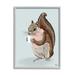 Stupell Industries Ba-340-Framed Squirrel w/ Warm Mug Framed On Wood by Tara Royle Print Wood in Blue/Brown | 14 H x 11 W x 1.5 D in | Wayfair