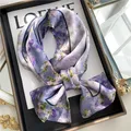 Mare di fiori viola! Sciarpa di seta di gelso Premium versione moda sciarpa di vera seta a doppia faccia sottile sciarpa lunga stretta 16*145cm