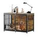 Tucker Murphy Pet™ Dog Crate Furniture w/ Bowls, 40 Inch No Screws Easy to Assemble, Rustic, Eftychios in Brown | 27.7 H x 21.59 W x 40 D in | Wayfair