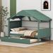 Harper Orchard Lilith Wood Twin Size House Bed w/ Trundle & Storage Wood in Green | 61.1 H x 40.6 W x 78.7 D in | Wayfair