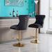 House of Hampton® Ellenburg Swivel Adjustable Height Stool Wood/Velvet/Metal in Black | 17.7 W x 22.5 D in | Wayfair