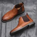 Luxury Men's Chelsea Boots High Quality Retro Men Work Boots comfortable Business Leather Shoes