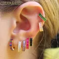 KEYOUNUO Gold Filled Silver Color CZ Hoop Earrings For Women Piercing Zircon Colorful Earrings