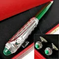 PPS Roadster de CT Luxury Classic Green Lacquer Barrel Ballpoint Pen Circle Pattern Covered