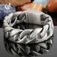 Fongten 22cm Cuban Chain Bracelets For Men Stainless Steel Shiny Brushed Bangle Bracelets Men Curb