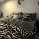 New Zebra Bedding Set Kids Adults Twin Full Queen Bed Flat Sheet Korean Style Duvet Cover Pillowcase