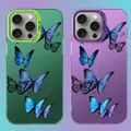 Coque en silicone souple pour Samsung Galaxy coque de téléphone papillon bleu violet A14 A24