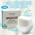 100g Silk Protein Skin Repair Soap Natural Goat Milk Cleansing Soap Bar Handmade Silk Protein Foam