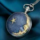Montre de Poche à Motif Étoile et Lune Steampunk FOB JOQuartz Collier Ciel Étoilé Bleu Art Gold