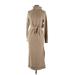 Splendid Casual Dress - Midi High Neck Long sleeves: Tan Print Dresses - Women's Size Large