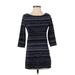 White House Black Market Casual Dress - Sweater Dress: Blue Jacquard Dresses - Women's Size X-Small