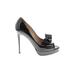 Valentino Garavani Heels: Slip On Stiletto Cocktail Party Black Solid Shoes - Women's Size 38.5 - Peep Toe