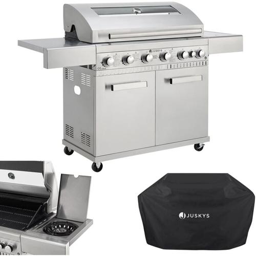 Juskys - bbq Gasgrill Minnesota - 6 Brenner und 1 Seitenbrenner - xxl Edelstahl Gas Grill mit