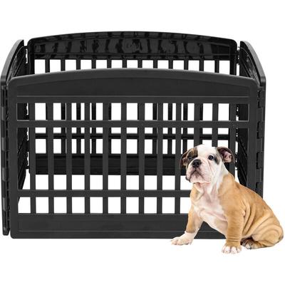 Welpenauslauf mit 4 Paneelen, H60cm, Schwarz, Katzengehege, Hundebox, Hundegitter, Für Outdoor, Image