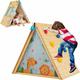 Goplus - Dreieckiges Spielzelt für Kinder, 2 in 1 Kinderspielhaus & Kletterfelsen, Holzspielzelt